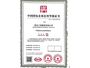 中國投標企業信用等級證書